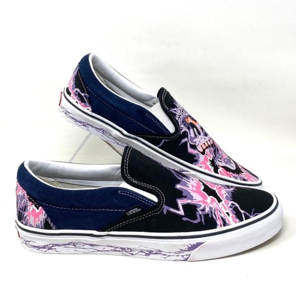 VANS Classic Slip On Zap Dress Blues Black Canvas Men Sneakers Skate VN000XG88NK - Picture 1 of 11